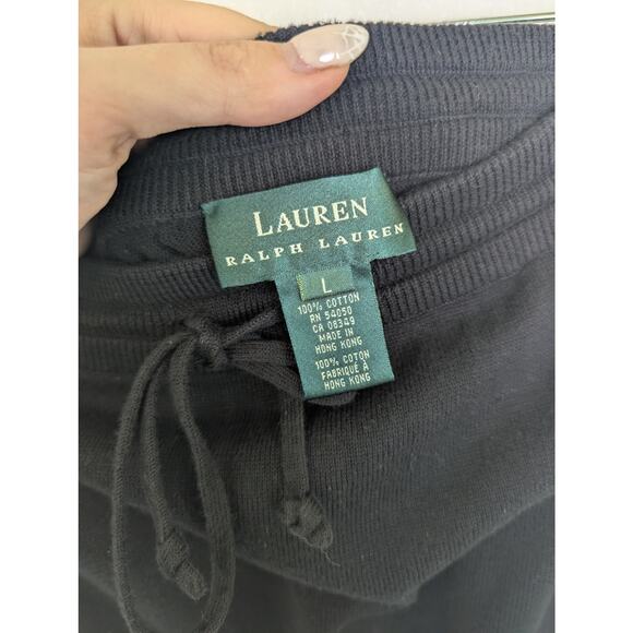 Lauren Ralph Lauren Cotton Black Knit Drawstring Maxi Skirt Women L Capsule - Picture 8 of 12